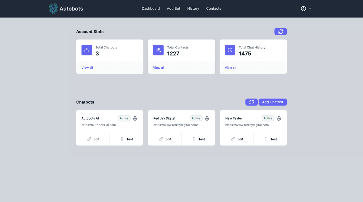 autobots dashboard